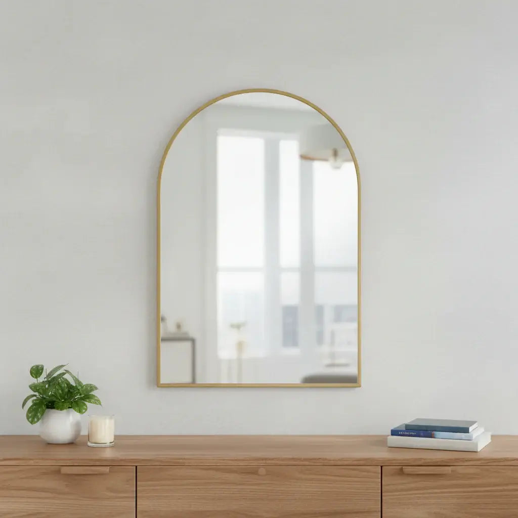 38" Gold Metal Arch Framed Accent Mirror - Homeroots - Flyclothing LLC