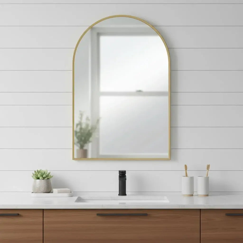 38" Gold Metal Arch Framed Accent Mirror - Homeroots - Flyclothing LLC