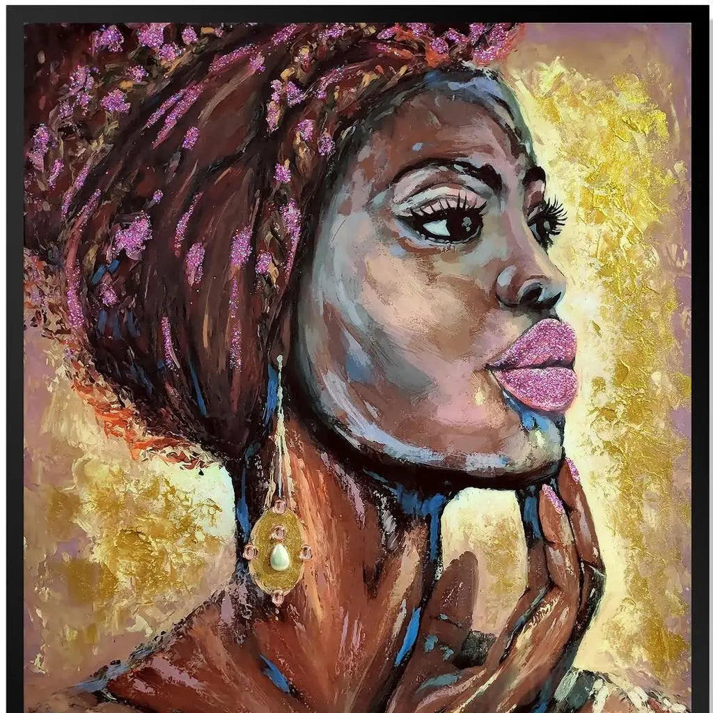 39" x 30" African Profile Floater Frame Canvas Wall Art - Homeroots - Flyclothing LLC