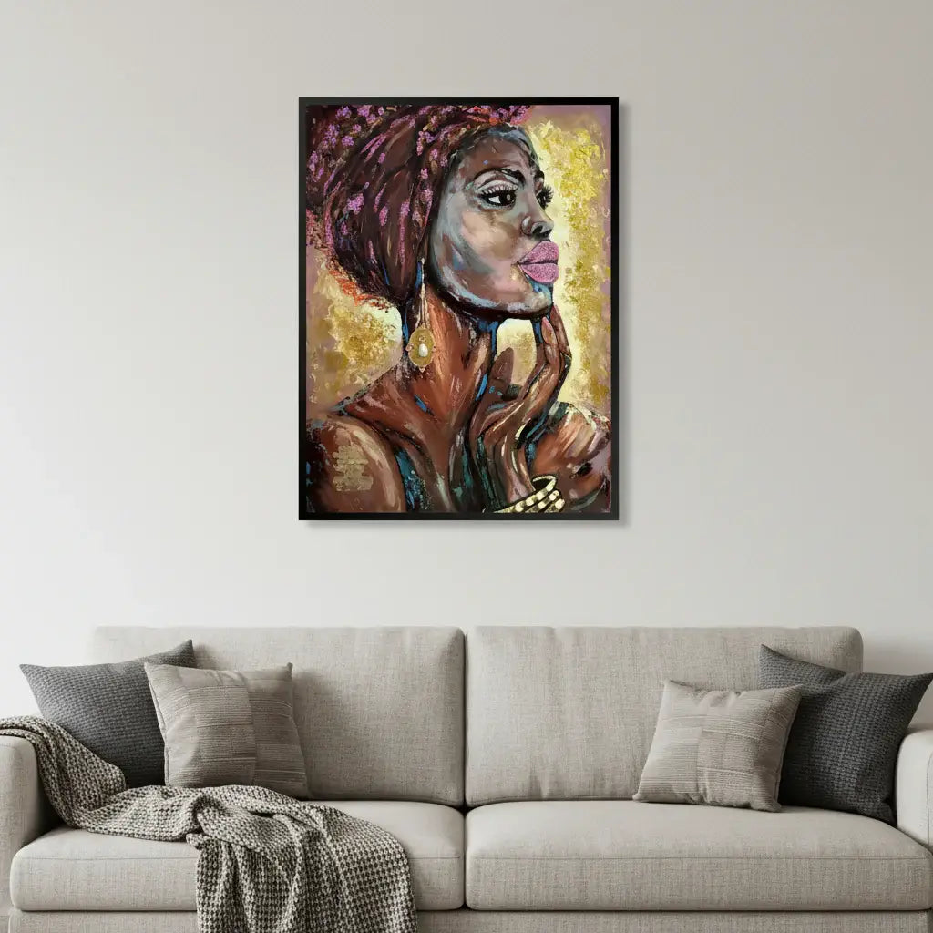 39" x 30" African Profile Floater Frame Canvas Wall Art - Homeroots - Flyclothing LLC