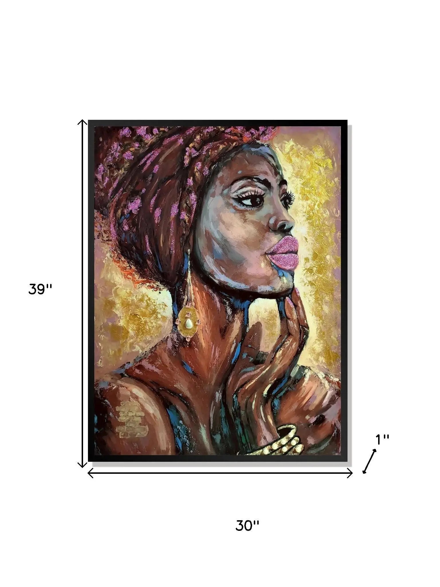39" x 30" African Profile Floater Frame Canvas Wall Art - Homeroots - Flyclothing LLC