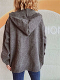 Dropped Shoulder Long Sleeve Hooded Cardigan - Trendsi - Flyclothing LLC