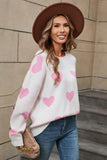 Angel Wings Heart Round Neck Dropped Shoulder Sweater - Trendsi