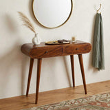 35" Chestnut Solid Wood Console Table With Two Drawers - HomeRoots - Flyclothing LLC