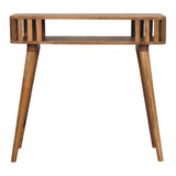 33" Oak Solid Wood Console Table With Shelf - HomeRoots - Flyclothing LLC