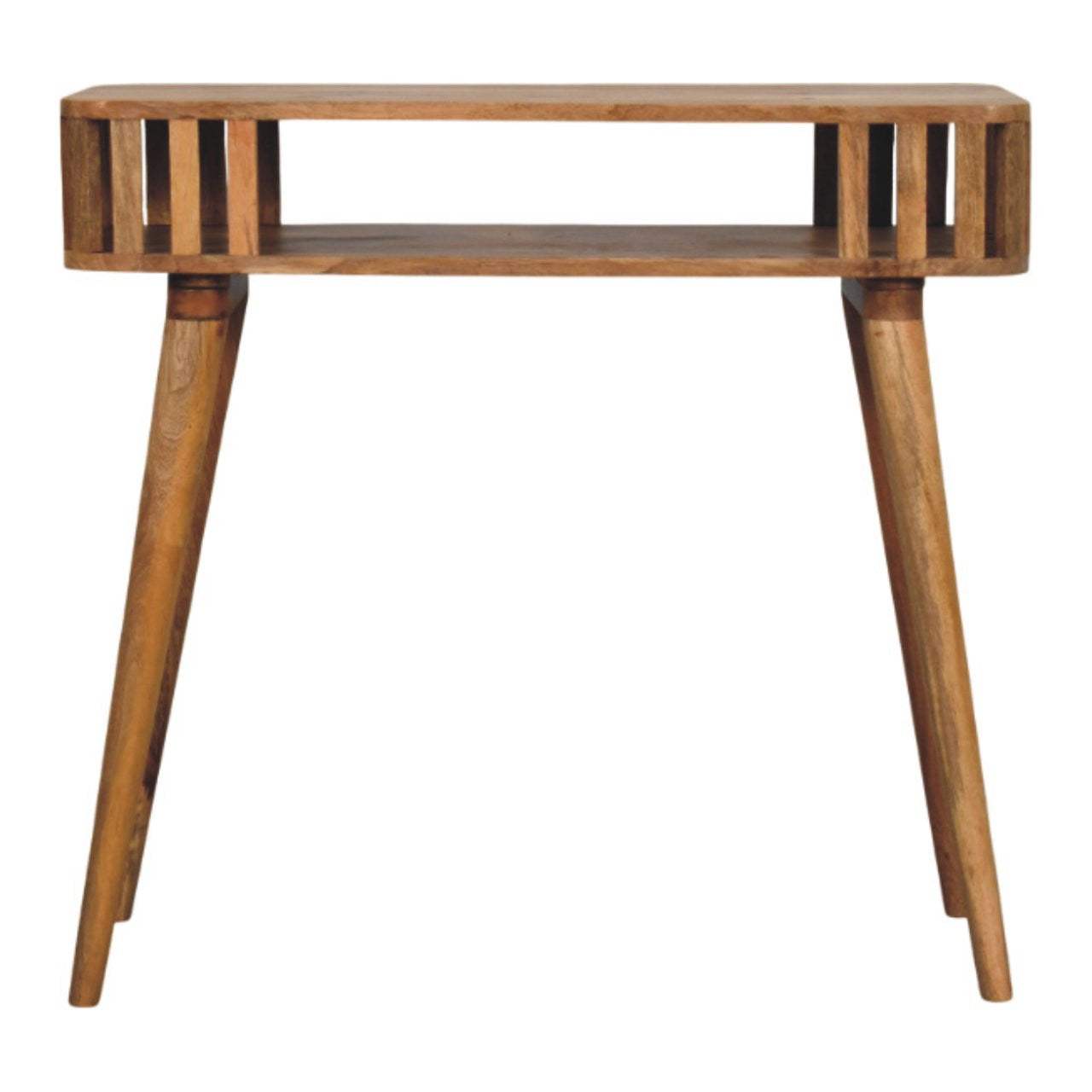 33" Oak Solid Wood Console Table With Shelf - HomeRoots - Flyclothing LLC