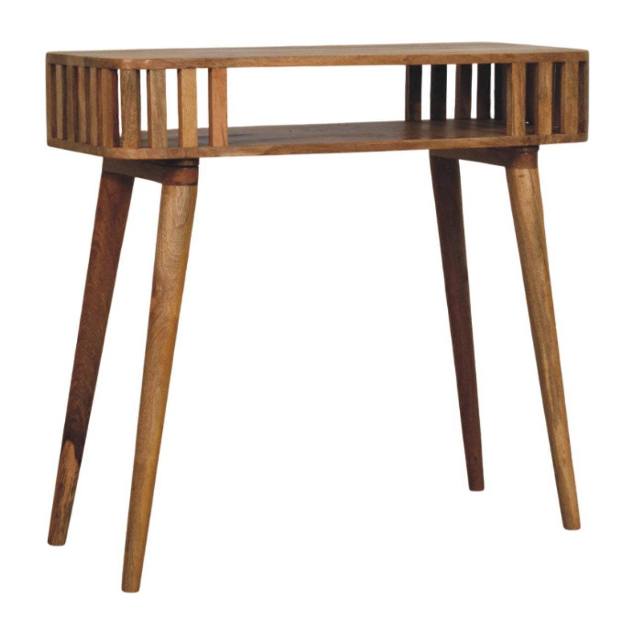 33" Oak Solid Wood Console Table With Shelf - HomeRoots - Flyclothing LLC