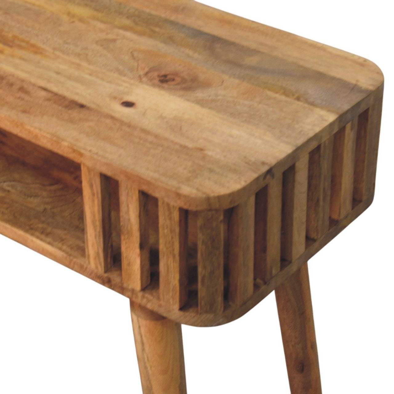 33" Oak Solid Wood Console Table With Shelf - HomeRoots - Flyclothing LLC
