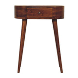24" Chestnut Solid Wood Oval Console Table With Drawer - HomeRoots - Flyclothing LLC