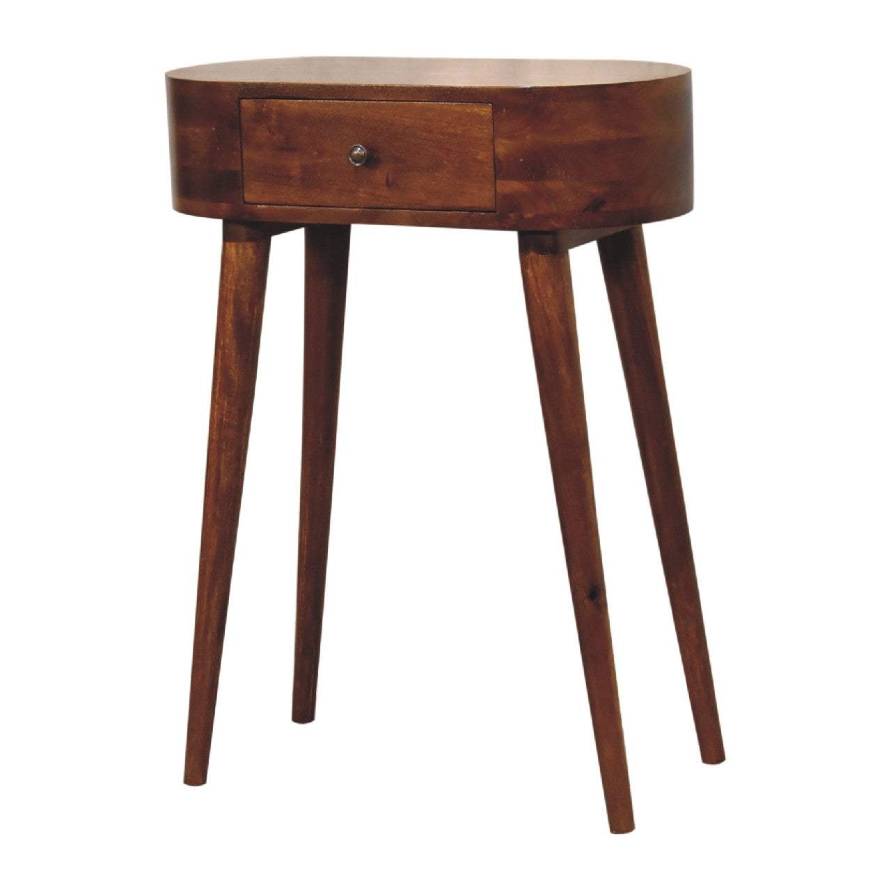 24" Chestnut Solid Wood Oval Console Table With Drawer - HomeRoots - Flyclothing LLC