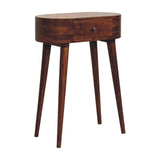 24" Chestnut Solid Wood Oval Console Table With Drawer - HomeRoots - Flyclothing LLC