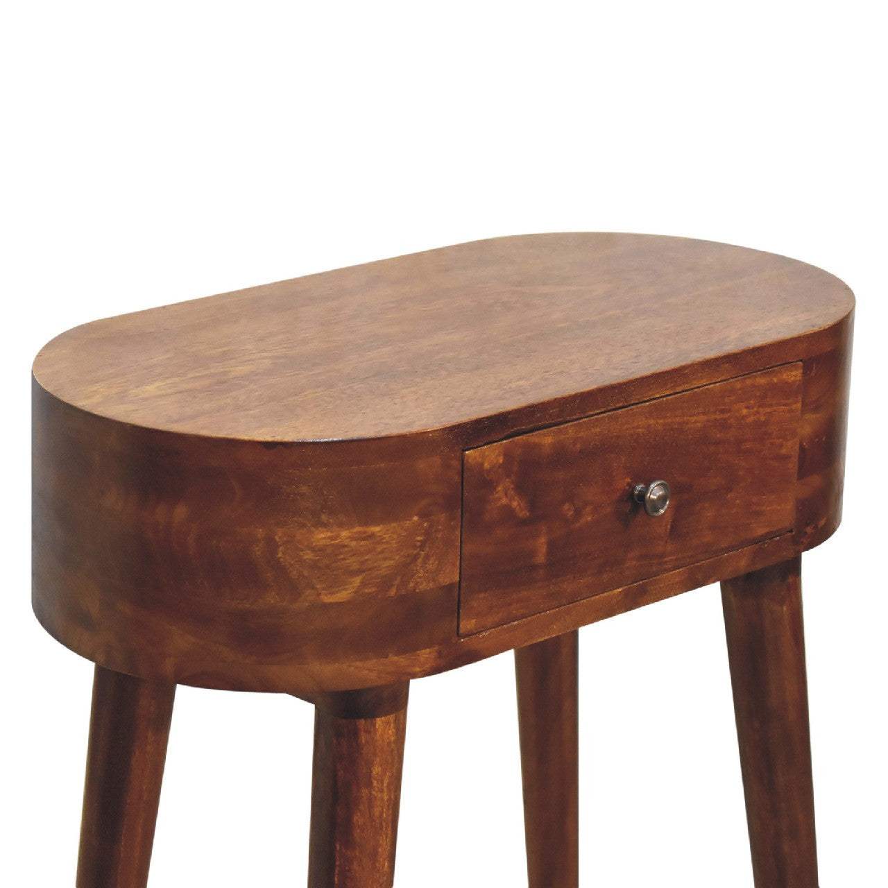 24" Chestnut Solid Wood Oval Console Table With Drawer - HomeRoots - Flyclothing LLC