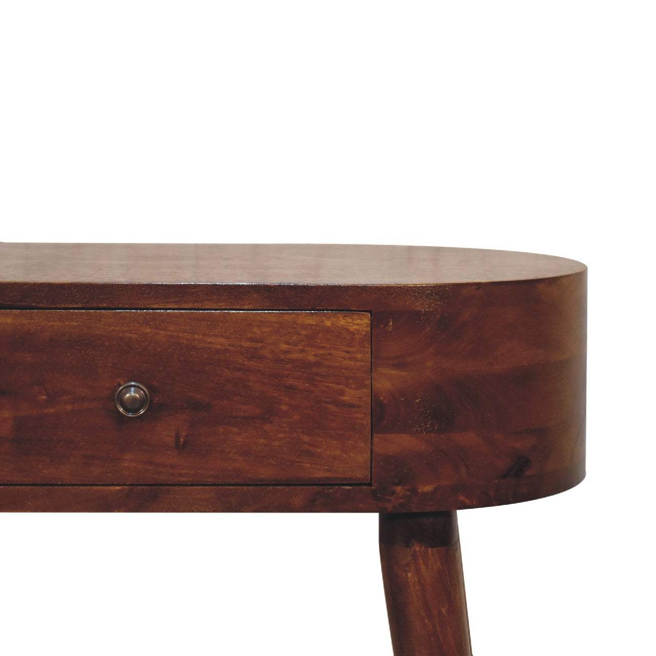 24" Chestnut Solid Wood Oval Console Table With Drawer - HomeRoots - Flyclothing LLC