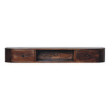 43" Chestnut Solid Wood Floating Console Table With Shelf And Two Drawers - HomeRoots - Flyclothing LLC