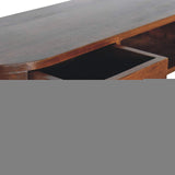 43" Chestnut Solid Wood Floating Console Table With Shelf And Two Drawers - HomeRoots - Flyclothing LLC