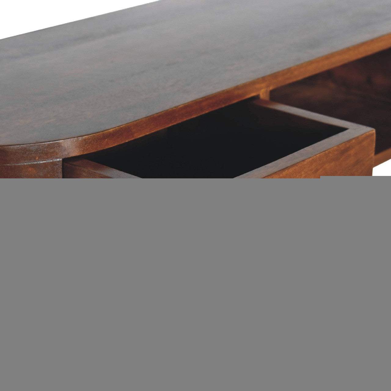 43" Chestnut Solid Wood Floating Console Table With Shelf And Two Drawers - HomeRoots - Flyclothing LLC