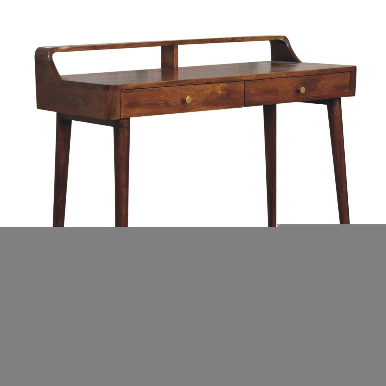 39" Chestnut Solid Wood Console Table With Shelf And Two Drawers - HomeRoots - Flyclothing LLC