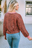 Leopard Round Neck Long Sleeve Sweatshirt - Trendsi - Flyclothing LLC