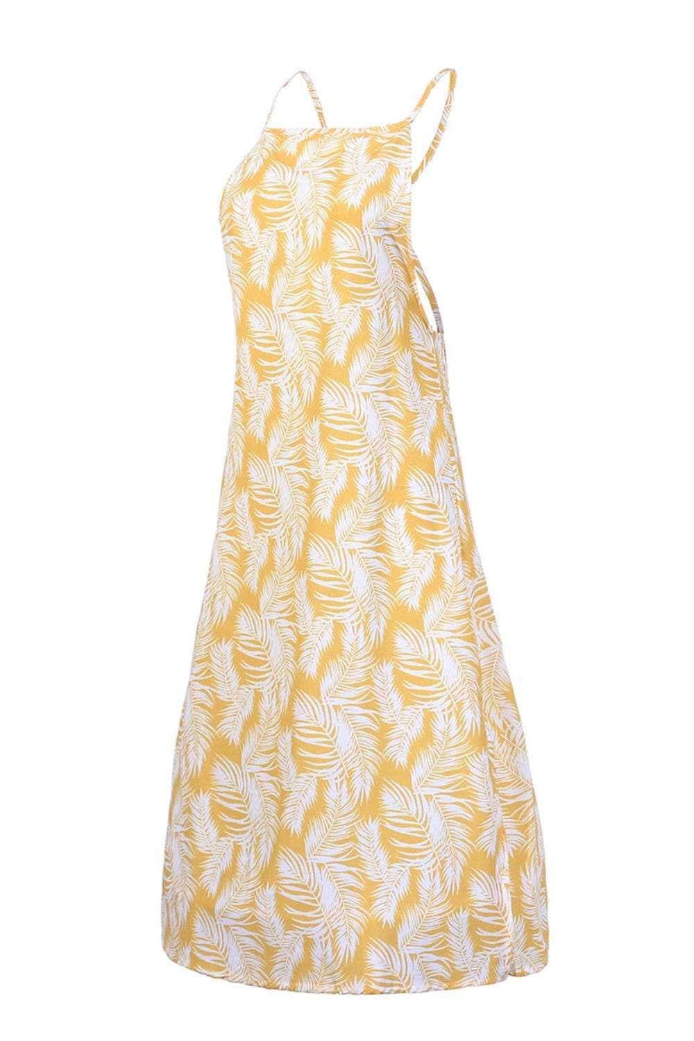 Slit Crisscross Printed Sleeveless Cami Dress - Trendsi - Flyclothing LLC