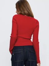 Ribbed Knit Button-Down Cardigan - Trendsi - Flyclothing LLC