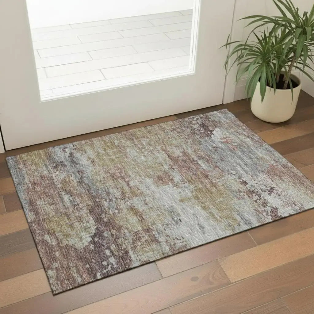 3' X 5' Beige Gray And Ivory Abstract Washable Area Rug With UV Protection - Homeroots - Flyclothing LLC