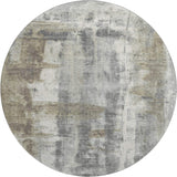 8' Beige Gray And Ivory Abstract Washable Round Rug With UV Protection - Homeroots - Flyclothing LLC