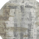 8' Beige Gray And Ivory Abstract Washable Round Rug With UV Protection - Homeroots - Flyclothing LLC