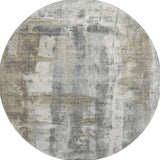 8' Beige Gray And Ivory Abstract Washable Round Rug With UV Protection - Homeroots - Flyclothing LLC