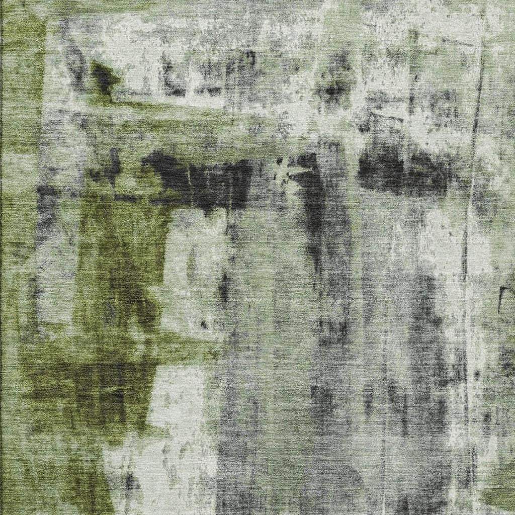3' X 5' Olive Green Charcoal And Ivory Abstract Washable Area Rug With UV Protection - Homeroots - Flyclothing LLC