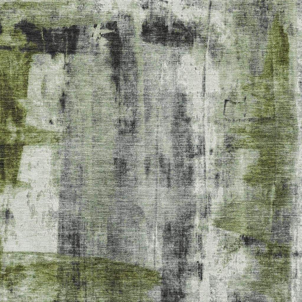 5' X 8' Olive Green Charcoal And Ivory Abstract Washable Area Rug With UV Protection - Homeroots - Flyclothing LLC