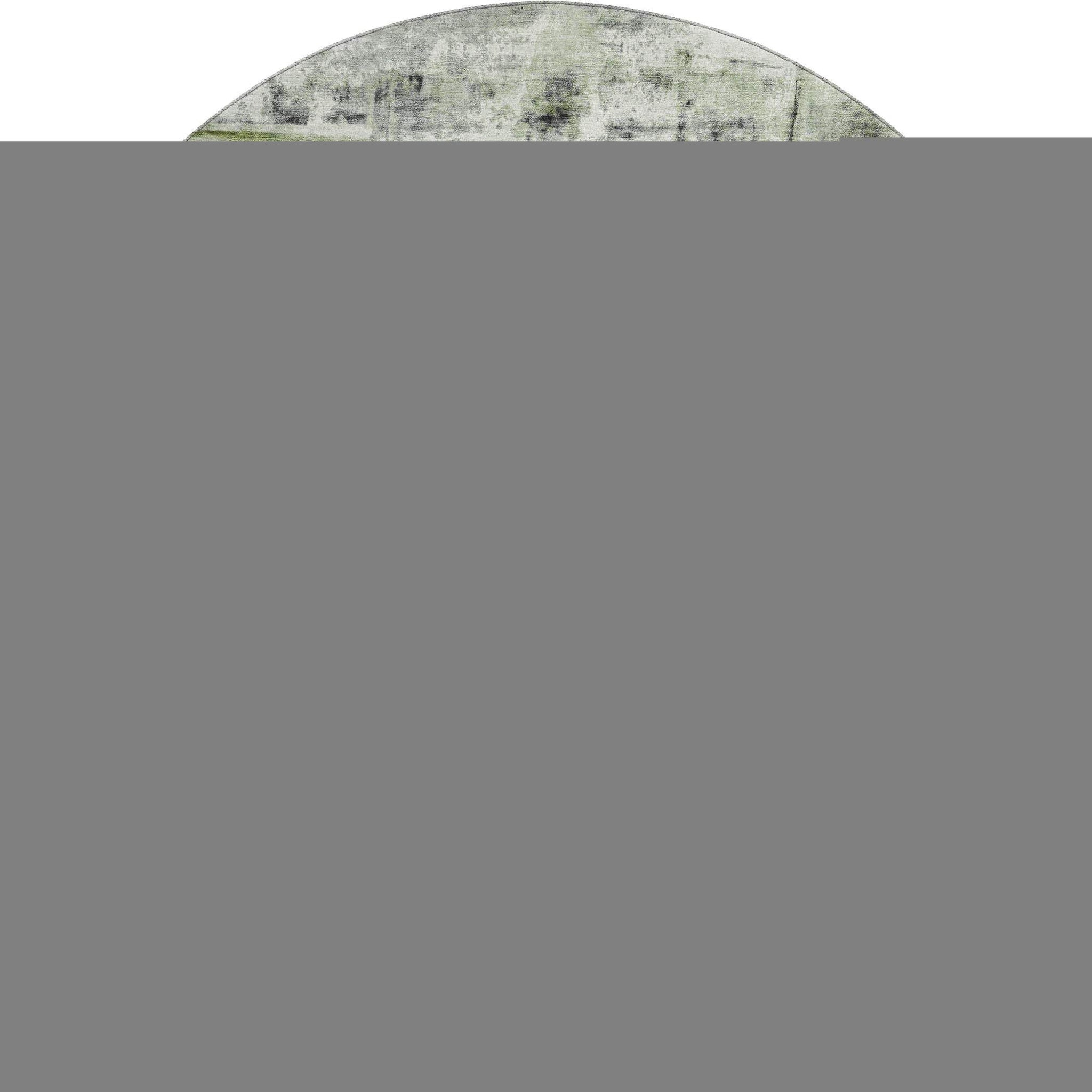 8' Olive Green Charcoal And Ivory Abstract Washable Round Rug With UV Protection - Homeroots - Flyclothing LLC
