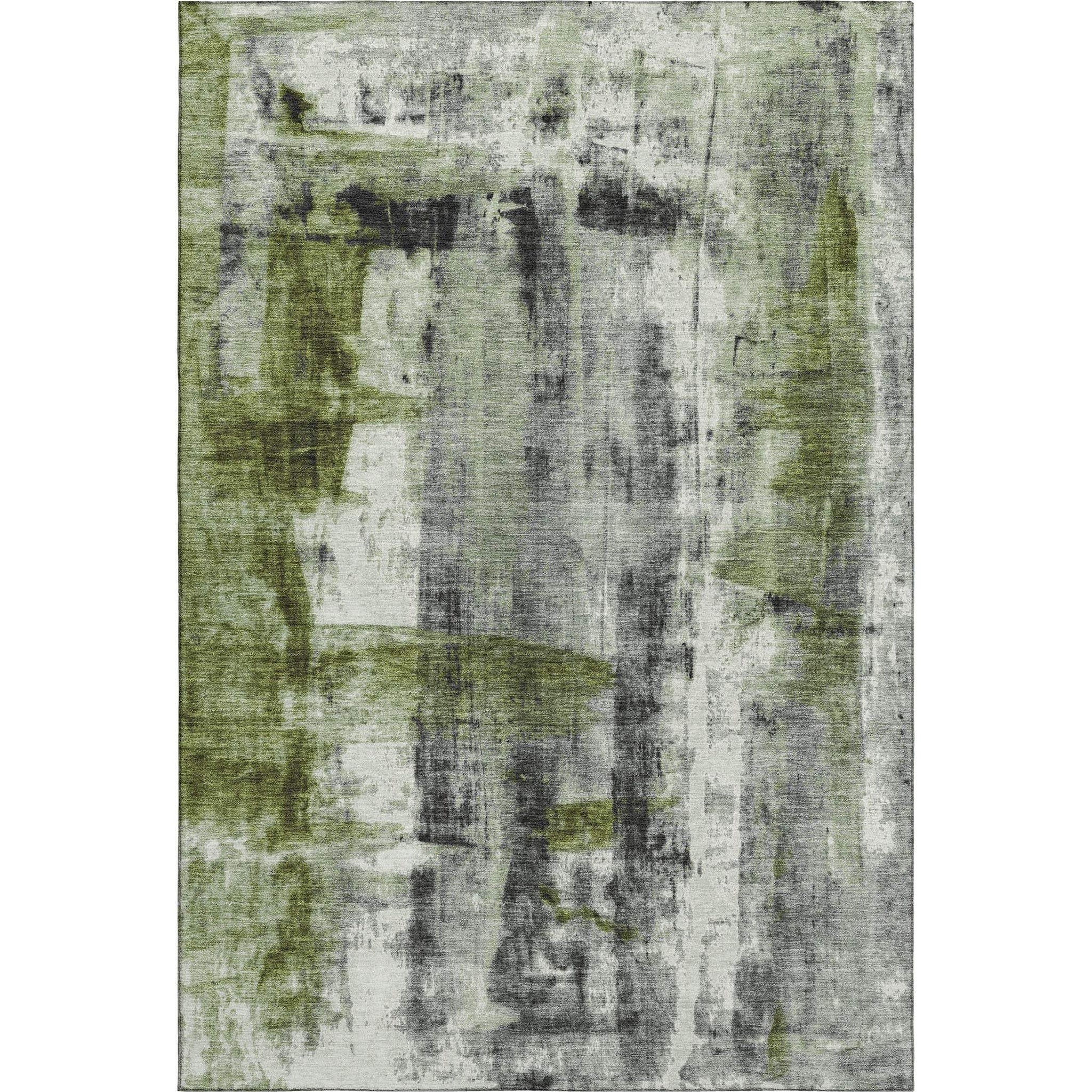 10' X 14' Olive Green Charcoal And Ivory Abstract Washable Area Rug With UV Protection - Homeroots - Flyclothing LLC