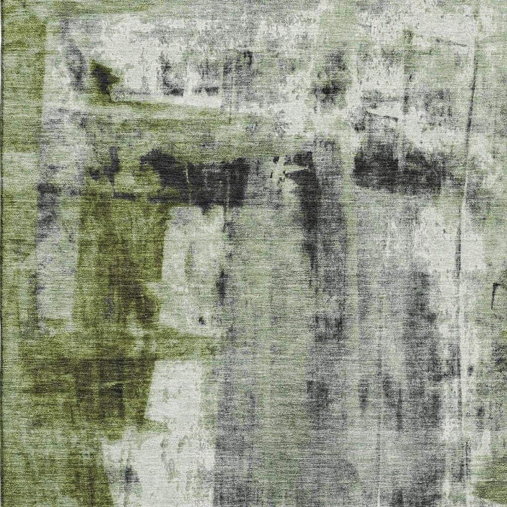 10' X 14' Olive Green Charcoal And Ivory Abstract Washable Area Rug With UV Protection - Homeroots - Flyclothing LLC