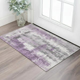 3' X 5' Purple Charcoal And Ivory Abstract Washable Area Rug With UV Protection - Homeroots - Flyclothing LLC