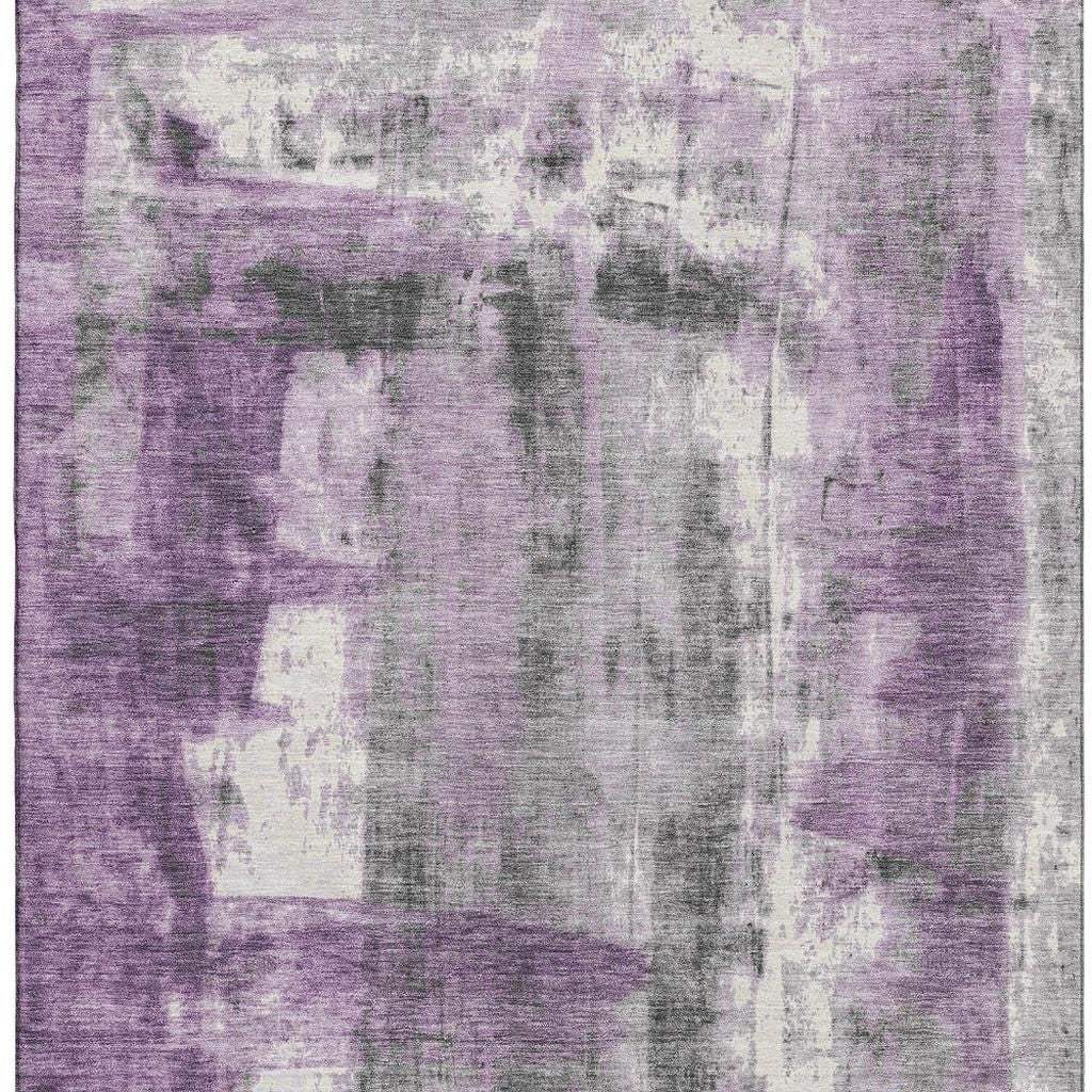 5' X 8' Purple Charcoal And Ivory Abstract Washable Area Rug With UV Protection - Homeroots - Flyclothing LLC