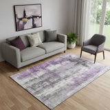 5' X 8' Purple Charcoal And Ivory Abstract Washable Area Rug With UV Protection - Homeroots - Flyclothing LLC
