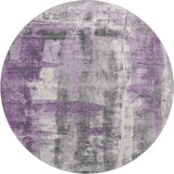 8' Purple Charcoal And Ivory Abstract Washable Round Rug With UV Protection - Homeroots - Flyclothing LLC