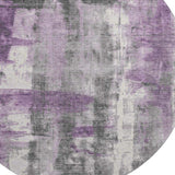 8' Purple Charcoal And Ivory Abstract Washable Round Rug With UV Protection - Homeroots - Flyclothing LLC