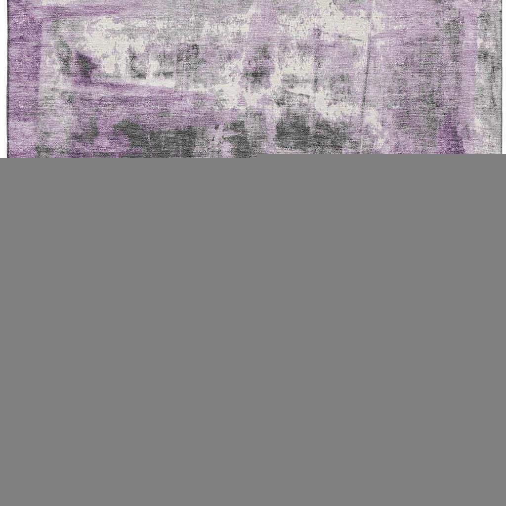 8' X 10' Purple Charcoal And Ivory Abstract Washable Area Rug With UV Protection - Homeroots - Flyclothing LLC