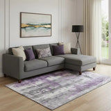 8' X 10' Purple Charcoal And Ivory Abstract Washable Area Rug With UV Protection - Homeroots - Flyclothing LLC