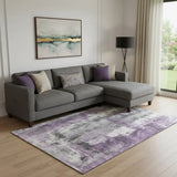 10' X 14' Purple Charcoal And Ivory Abstract Washable Area Rug With UV Protection - Homeroots - Flyclothing LLC