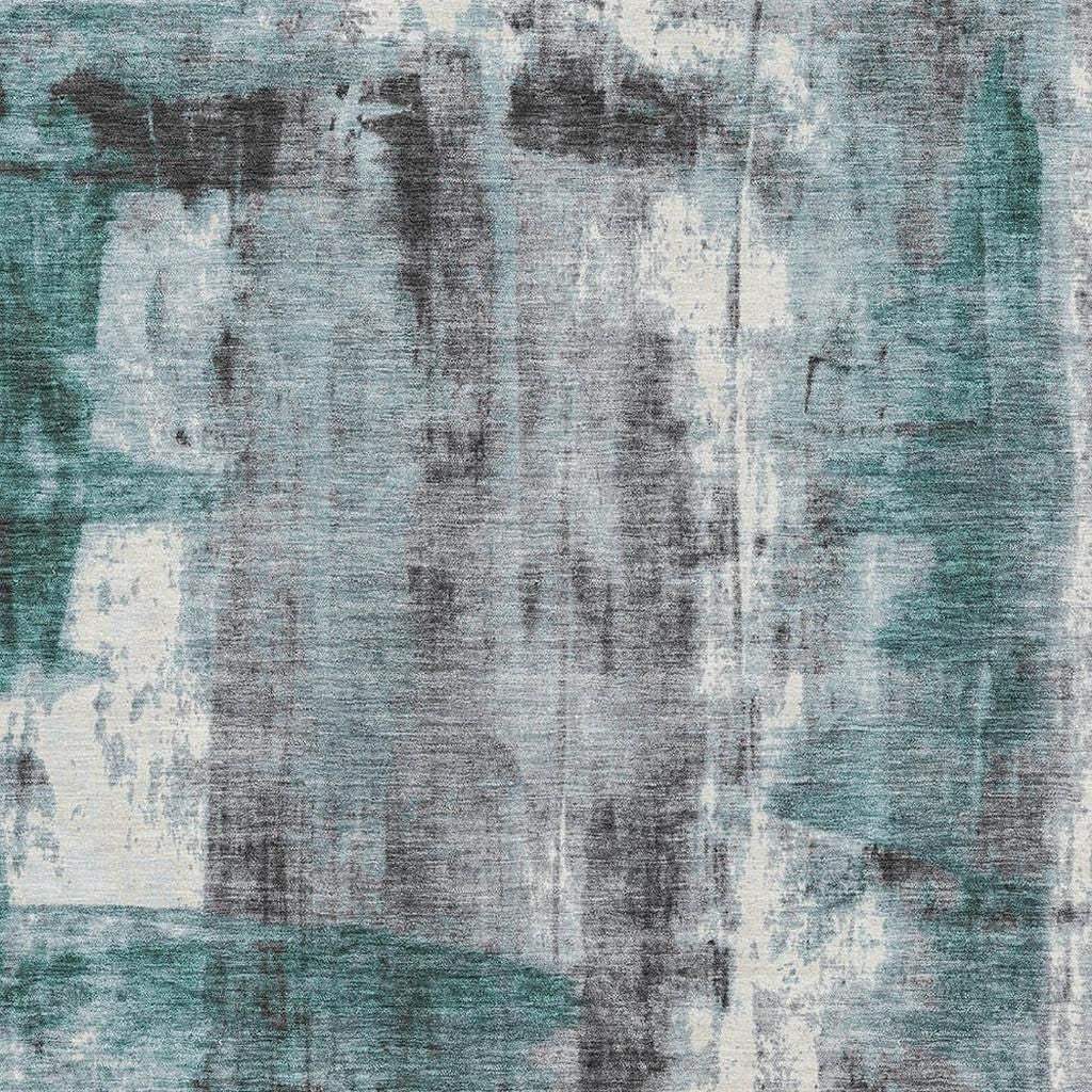 5' X 8' Teal Charcoal And Ivory Abstract Washable Area Rug With UV Protection - Homeroots - Flyclothing LLC
