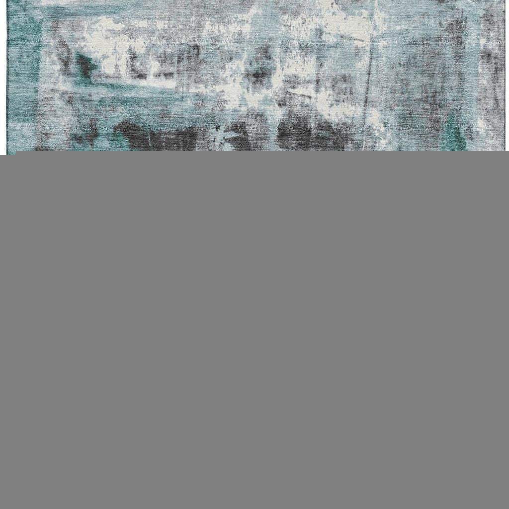 5' X 8' Teal Charcoal And Ivory Abstract Washable Area Rug With UV Protection - Homeroots - Flyclothing LLC