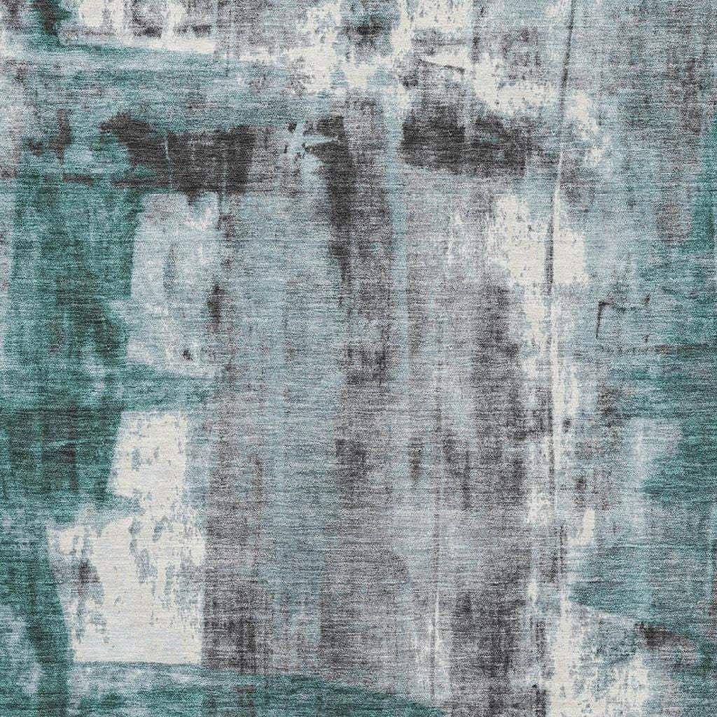 8' X 10' Teal Charcoal And Ivory Abstract Washable Area Rug With UV Protection - Homeroots - Flyclothing LLC