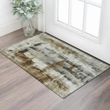 3' X 5' Taupe Charcoal And Brown Abstract Washable Area Rug With UV Protection - Homeroots - Flyclothing LLC