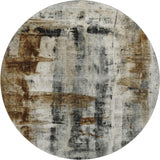 8' Taupe Charcoal And Brown Abstract Washable Round Rug With UV Protection - Homeroots - Flyclothing LLC
