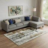 8' X 10' Taupe Charcoal And Brown Abstract Washable Area Rug With UV Protection - Homeroots - Flyclothing LLC