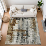 9' X 12' Taupe Charcoal And Brown Abstract Washable Area Rug With UV Protection - Homeroots - Flyclothing LLC