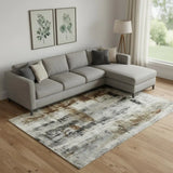 9' X 12' Taupe Charcoal And Brown Abstract Washable Area Rug With UV Protection - Homeroots - Flyclothing LLC