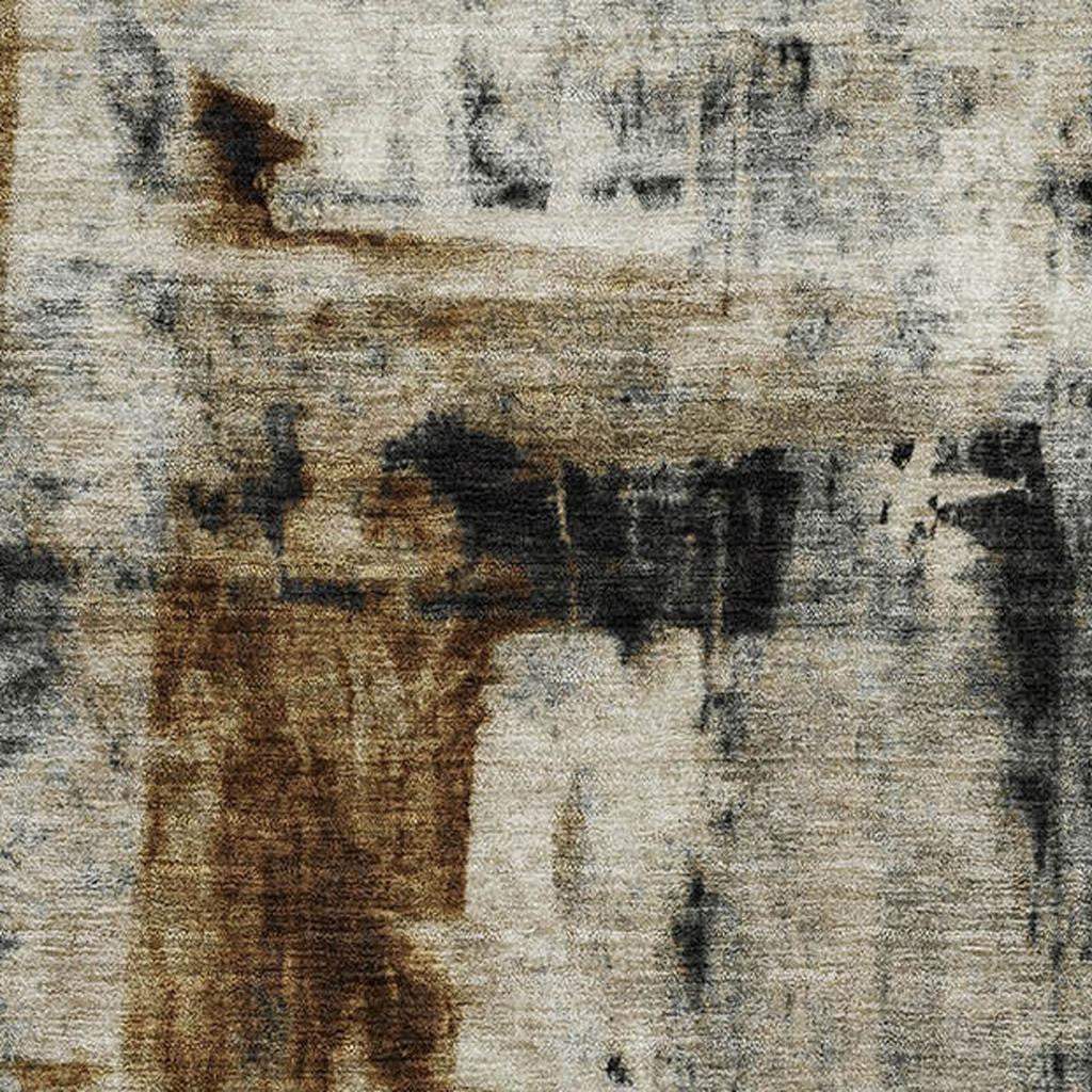 10' X 14' Taupe Charcoal And Brown Abstract Washable Area Rug With UV Protection - Homeroots - Flyclothing LLC